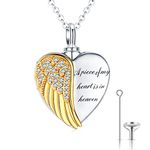 Ashes Jewellery 925 Sterling Silver Gold Angel Wing Pendant Urn Necklaces for Ashes Keepsake Cremation Jewellery for Ashes Memory Gifts for Mum Dad Women Dog Pet