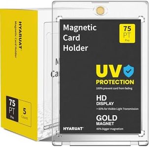 HYARUAT 75pt Magnetic Card Holder - 5 Pack One Touch Card Holders for Trading Cards, Clear White