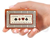 house of cribbage - 2 Track - Wooden Travel / Pocket Size Cribbage Board - 4 inch - Inlaid in Bloodwood / Maple Wood with Storage Space for Cribbage pegs - 60 Points - Non Continuous