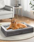 XX-Large Orthopedic Dog Bed, Egg Foam Dog Couch with Removable Washable Cover, Waterproof Pet Sofa Bed with Non-Slip Bottom and Four-Sided Bolster Cushion, Gray Dog Beds for Giant Sized Dog