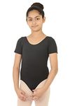 The Dance Bible Girls Basic Short Sleeve Ballet Gymnastics Leotard 120 (Black, 4-6 Years)