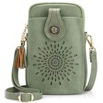 APHISON Small Crossbody Bags for Women, Lightweight Leather Cell Phone Purse, Mini Shoulder Handbags LIGHT GREEN