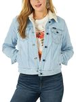 Wrangler Women's Retro Sherpa Lined Jacket, Bleach Denim, Large, Bleach Denim, Large