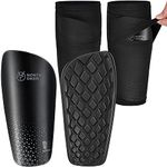 Kids Football Shin Guards incl. Sleeves with Optimized Insert Pocket - Protective Shin Pads for Children Boys Girls (Black S)