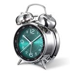 Cadmos Loud Alarm Clock for Heavy Sleepers Adults,Retro 4 Inch Silent Non-Ticking Quartz with Backlight,Twin Bell Analog Kids Alarm Clocks for Bedrooms Bedside (Green)