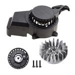 GOOFIT Motorcycle Black Alloy Pull Start Recoil Starter With 18 Fin Flywheel Replacement For 2 Stroke 43cc 47cc 49cc ATV Mini Dirt Bike Scooter Brush Cutter Water pump