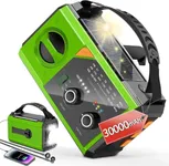 30000mAh Hand Crank Emergency Radio,AM/FM NOAA Weather Radio with Power Bank Cell Phone Charger,Solar Radio with LED Flashlight,USB Charged,Compass,SOS Alarm Camping & Survival(Grass Green)