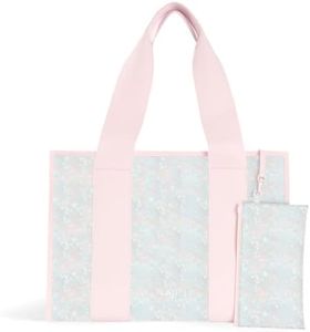 FLAUNT Everyday Tote Bag with Phone Pouch for Women - Lightweight, Airline Approved, Easy To Carry, Foldable & Washable - Large Tote Bag for Errands, Workouts, Work and More - Pink Opal Shell