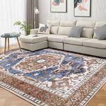 Guchuang Bedding Rugs Living Room Large 160x230cm Non Slip Rugs Vintage Boho Large Carpet Traditional Oriental Rugs Soft Faux Wool Rugs Short Pile Rug for Bedroom Dining Room Kitchen