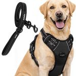 CottonCat Dog Harness – No Pull, Anti-Choke with Reflective Leash, Adjustable Breathable Dog Belt for Walking & Training – Small Medium Large Dogs (Black, Large)