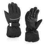 Kids Winter Glove Boys Girls Snow Ski Waterproof Gloves for Teens Fleece Lining Warm Mittens Outdoor (Black, 7-11T)