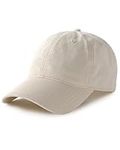 FURTALK Vintage Washed Distressed Cotton Baseball Cap Adjustable Classic Baseball Hat for Women Men Beige