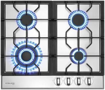 GASLAND 24 Inch Gas Cooktop 4 Burners GH60SFA Built-in Propane Stainless Steel Stove Top with Thermocouple Protection, LPG/NG Convertible Dual Fuel Natural Gas Hob, Stainless Steel