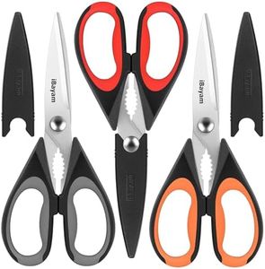 iBayam 3-Pack Kitchen Scissors All Purpose Kitchen Shears Heavy Duty Scissors with Protective Sheath for Food, 8.5" Comfort Grip Stainless Steel Dishwasher Safe Cooking Scissors, Kitchen Utensils