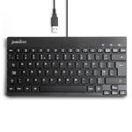 Perixx PERIBOARD-426, Compact Wired USB Mini Keyboard, QWERTY UK Layout, Lightweight Design, Ideal for Home and Office Use, Multimedia Keys, Black