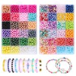 Ciusdkler 2400 Pcs Beads for Bracelet Making, 48 Colors Pearl Beads for Jewelry Making, Round Glass Beads for Bracelet Making, Imitative Jade Beads for Necklace Earrings Bracelet Jewellery DIY Crafts