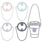 GOMAKERER 4 Pcs Coffee Cup Carrier, Mixed Color Silicone Portable Drink Carrier Takeout Cup Holder Reusable Coffee Carrier with Handle Tie for Traveling and Take Out