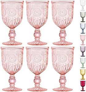 Pink Wine Glasses Set of 6 Pink goblets Colored Glassware Pink Glassware for Wedding Champagne Flute Colored Wine Glasses Vintage Wine Glasses Pink Glassware or Vintage Glassware