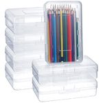 12 Pack Plastic Pencil Box Bulk Clear Pencil Case with Lid Snap Closure Hard Large Capacity School Storage Organizer Box Pencil Holder for Kid Student