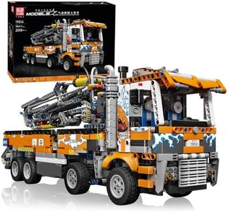 Mould King 19014 Technology Pneumatic Concrete Pump Truck, Heavy Duty Tow Truck Building Block Model, Crane Toy for Children, 2098 Pieces