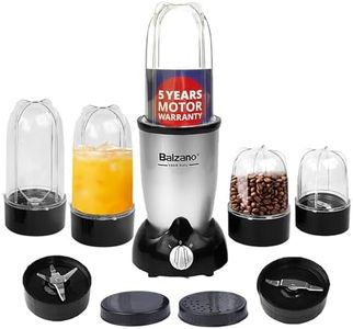 Balzano Bullet Mixer Grinder 500W, 5 Jars, 2 Blades, 2 Lids, Italian Premium Brand, Pulse Function, Mixer Blender for Smoothies, Smoothie Maker, Portable Blender, Blender for Kitchen, Silver