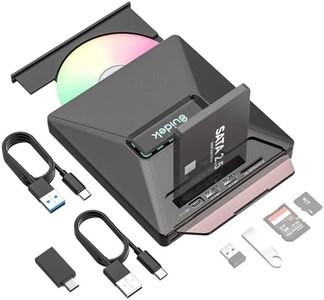 SUIDEK CD DVD Drive External, Portable CD DVD Driver +/-RW Burner with 2.5" SATA,SD Card Reader and USB A Type C Hub Compatible with Laptop PC