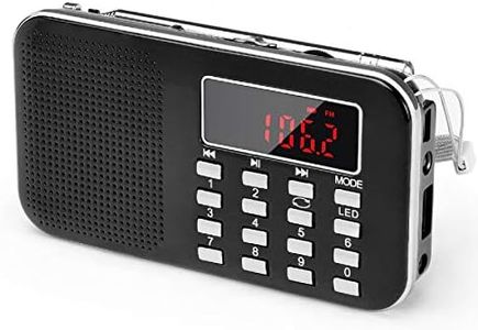 Mini Portable Pocket AM/FM Radio with LED Flashlight, Digital Radio Speaker Music Player Support Micro SD/TF Card/USB, Auto Scan Save, 1200mAh Rechargeable Battery Operated, by PRUNUS