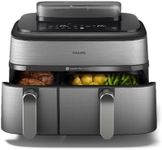 Philips Air Fryer 5000 Series Dual Basket with Steam – 9L Capacity, RapidAir Plus Technology for Juicy Chicken, Crusty Bread, 19 Cooking Programs, Steam Clean Function (NA555/09)