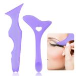 cobee 2 Pack Silicone Eyeliner Stencils, Winged Tip Eyeliner Aid Eyebrow Pencil Stencil Multifunctional Reusable Eye Makeup Guide Tool for Eyeliner Eyelash Eyebrow Lip Line Face Contour (Purple)
