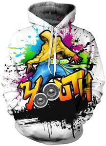 Hwycomfort Men's 3d Printed Novelty Hoodie Hip Hop Hoodies Street Graffiti Sweatshirt Casual Pockets Pullover, 2, Medium