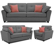 Adorn India Moris 3+2+1 6 Seater Fabric Sofa Set (Grey)