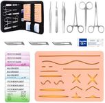 Suture Practice Kit for Medical Students - TopExer Suturing Kit (20 Pieces) with Durable Silicone Suturing Pad Includes 17 Pre-Cut Wounds Suture Tools Practice Suture Threads and Needles