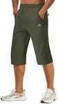 TACVASEN Army Shorts Men Three Quarter Trekking Safari Fit Travel Shorts Military Cargo Shorts surf Boardshorts Men's Capri Olive, Army Green, 34 New