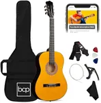 Best Choice Products 38in Beginner All Wood Acoustic Guitar Starter Kit w/Gig Bag, 6 Celluloid Picks, Nylon Strings, Capo, Cloth, Strap w/Pick Holder - Natural