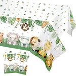 Heboland 2 Pack Wild One Birthday Decorations Table Cloth, Jungle Theme Party Decorations 274 x 137cm Rectangular Jungle Safari Party Decorations Table Covers for Boys Kids Girls Baby Shower Supply