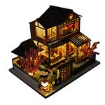 WonDerfulC Miniature Wooden Dollhouse Japanese/Seaside/Car House Market DIY Doll House Kit Villa Building 3D Model Creative Gifts for Friend and Parents (Japanese Style Villa)