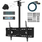 Cheetah Mounts APLCMB Tilt, Swivel Black TV Ceiling Mount for 32” to 75" LED, LCD Flat Screen TV's; Includes One 15' Twisted Veins HDMI Cable