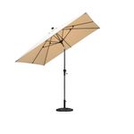 PURPLE LEAF Parasol 2.45 x 2.45 M, Tiltable Balcony Umbrella, Garden Umbrella with Crank, Market Table Umbrella, Aluminium Frame, for Garden, Patio, Beige