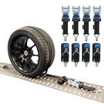 TENSYS Overwheel Lashing Ratchet Strap - Heavy Duty Ratchet Wheel Straps w/Claw Hooks, Gripper Tyre Sleeve, Polyester Webbing, Soft Grip, Reinforced Rubber Coated Handle, 50mm x 3.5m, Black, 4 Pack