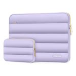 MOSISO Puffy Laptop Sleeve Compatible with MacBook Air/Pro, 13-13.3 inch Notebook, Compatible with MacBook Pro 14 inch M3 M2 M1 Chip 2024-2021, Polyester Horizontal Bag with Small Case, Purple