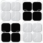 Easy@home Compatible Re-useable 16 Individual 2"x2" TENS Unit Carbon Electrode Pads，Self-adhesive Replacement Massage Pads, 2mm Pin Connectors，Compatible with EHE009 and EHE012PRO