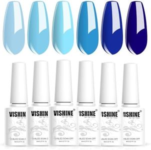 Vishine Gel Nail Polish Set 6 Blue Colors, Royal Blue Sky Blue Navy Blue Nail Gel Polish Kit Light to Dark Shades Soak Off Nail Art Salon Design Home Manicure Holiday for Women Girls 8ml