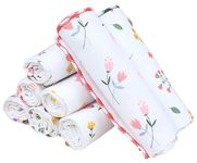 MOM CARE 100% Cotton Hand Towels For Newborn Baby Super Soft Wash Cloth For Babies, Extra Soft Hankies, Reusable Napkins High Absorbent Pack Of 8 White 31X 48 Cm, 400 TC