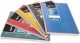 Amazon Basics College Ruled Wirebound Spiral Notebook, 100 Sheet - 5-Pack, Assorted Sunburst Pattern Colors