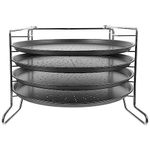 Cabilock Pizza Baking Set with 4 Pizza Pans and Pizza Rack Non- Stick Perforated Pizza Tray with Holes for Oven