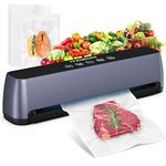 MoKo Vacuum Sealer Machine, 20Pcs Seal Bags Starter Kitm Full Automatic Air Sealing System for Food Sealer,85kpa Food Vacuum Sealer, LED Touch Food Sealer with Dry and Moist Food Modes, Compact Design