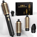 3 in 1 Rotating Hair Dryer Brush Spinning,Rotating Hot Air Brush,Rotating Hair Dryer Brush 3 Heats and 2 Speeds,Straight,Rotating Curling Brush with Detachable Brush(2" & 1.5")