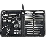 Kovira Pedicure & Manicure Nail Clippers Kit (19 Pack) - Professional Stainless Steel Grooming Set for Cuticle & Toenail Care for Women & Men - Nail Tools with Luxurious Travel Faux Leather Case