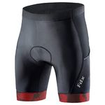 FDX Cycling Shorts Men's - 3D Anti-Bac Padded All Day Bike Shorts with Powerband Leg Grippers, Side Pockets - Breathable, Quick Dry, Anti-Slip Hi-Viz Bicycle Tights, Biking Half Pants (Red - XL)