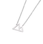 Large Silver Tone Twin Peaks Mountain Pendant Necklace (Stainless Steel) Miss Fit Boutique